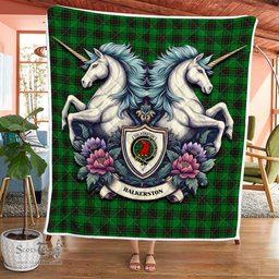 Scottish Halkerston Clan Badge Tartan Royal Scottish Unicorn Tartan Quilt