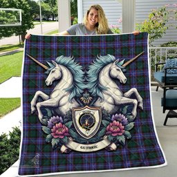 Scottish Guthrie Clan Badge Tartan Royal Scottish Unicorn Tartan Quilt