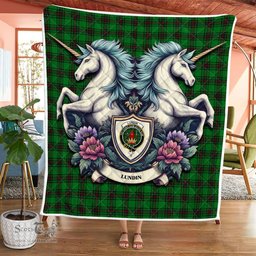 Scottish Lundin Clan Badge Tartan Royal Scottish Unicorn Tartan Quilt