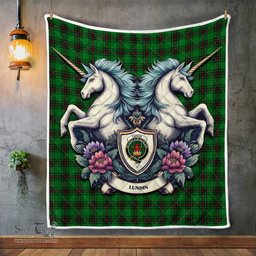 Scottish Lundin Clan Badge Tartan Royal Scottish Unicorn Tartan Quilt