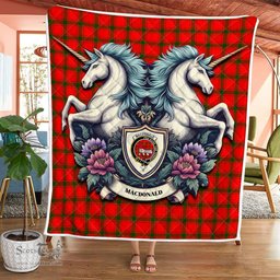Scottish Macdonald Of Sleat Clan Badge Tartan Royal Scottish Unicorn Tartan Quilt