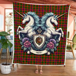 Scottish Skene Clan Badge Tartan Royal Scottish Unicorn Tartan Quilt