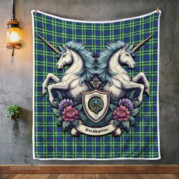 Scottish Haliburton Clan Badge Tartan Royal Scottish Unicorn Tartan Quilt