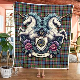 Scottish Stirling Of Cadder-present Chief Clan Badge Tartan Royal Scottish Unicorn Tartan Quilt