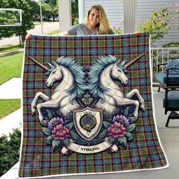 Scottish Stirling Of Cadder-present Chief Clan Badge Tartan Royal Scottish Unicorn Tartan Quilt