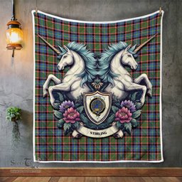 Scottish Stirling Of Cadder-present Chief Clan Badge Tartan Royal Scottish Unicorn Tartan Quilt
