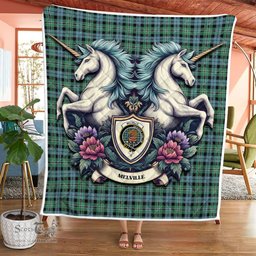Scottish Melville Clan Badge Tartan Royal Scottish Unicorn Tartan Quilt