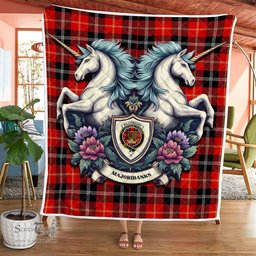 Scottish Majoribanks Clan Badge Tartan Royal Scottish Unicorn Tartan Quilt