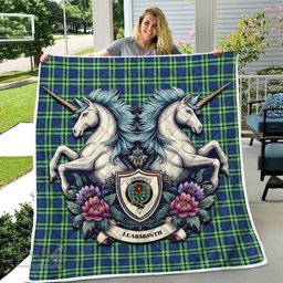 Scottish Learmonth Clan Badge Tartan Royal Scottish Unicorn Tartan Quilt