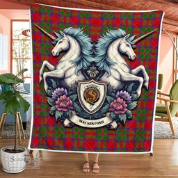 Scottish Mackintosh Clan Badge Tartan Royal Scottish Unicorn Tartan Quilt