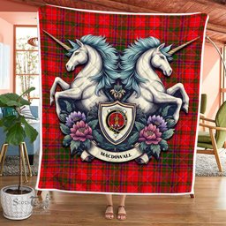 Scottish Macdowall Of Garthland Clan Badge Tartan Royal Scottish Unicorn Tartan Quilt