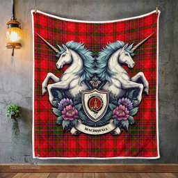 Scottish Macdowall Of Garthland Clan Badge Tartan Royal Scottish Unicorn Tartan Quilt