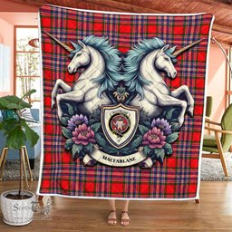 Scottish Macfarlane Clan Badge Tartan Royal Scottish Unicorn Tartan Quilt