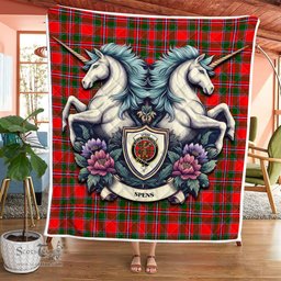 Scottish Spens Clan Badge Tartan Royal Scottish Unicorn Tartan Quilt