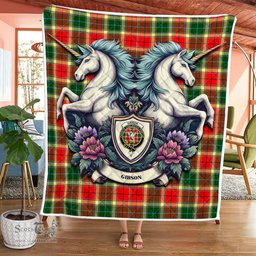 Scottish Gibson Clan Badge Tartan Royal Scottish Unicorn Tartan Quilt