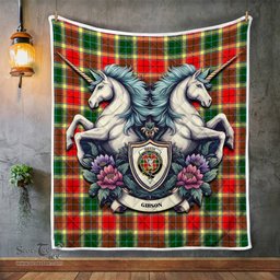 Scottish Gibson Clan Badge Tartan Royal Scottish Unicorn Tartan Quilt
