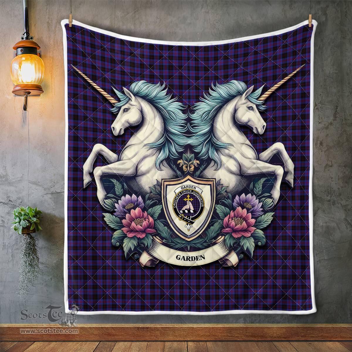 Scottish Garden Clan Badge Tartan Royal Scottish Unicorn Tartan Quilt
