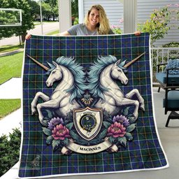 Scottish Macinnes Clan Badge Tartan Royal Scottish Unicorn Tartan Quilt