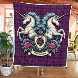 Scottish Montgomery Clan Badge Tartan Royal Scottish Unicorn Tartan Quilt