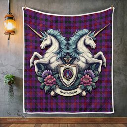 Scottish Montgomery Clan Badge Tartan Royal Scottish Unicorn Tartan Quilt
