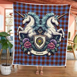 Scottish Newton Clan Badge Tartan Royal Scottish Unicorn Tartan Quilt