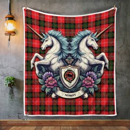 Scottish Nesbitt Clan Badge Tartan Royal Scottish Unicorn Tartan Quilt