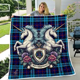Scottish Maccorquodale Clan Badge Tartan Royal Scottish Unicorn Tartan Quilt