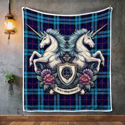 Scottish Maccorquodale Clan Badge Tartan Royal Scottish Unicorn Tartan Quilt