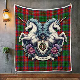 Scottish Macculloch Clan Badge Tartan Royal Scottish Unicorn Tartan Quilt