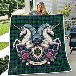 Scottish Monteith Clan Badge Tartan Royal Scottish Unicorn Tartan Quilt