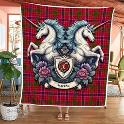 Scottish Macrae Clan Badge Tartan Royal Scottish Unicorn Tartan Quilt