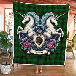 Scottish Primrose Clan Badge Tartan Royal Scottish Unicorn Tartan Quilt