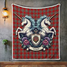 Scottish Macbain Clan Badge Tartan Royal Scottish Unicorn Tartan Quilt