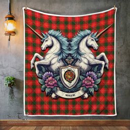 Scottish Macfie Of Dreghorn Clan Badge Tartan Royal Scottish Unicorn Tartan Quilt