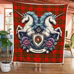 Scottish Livingstone Clan Badge Tartan Royal Scottish Unicorn Tartan Quilt