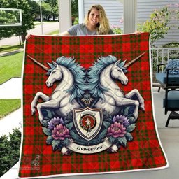 Scottish Livingstone Clan Badge Tartan Royal Scottish Unicorn Tartan Quilt