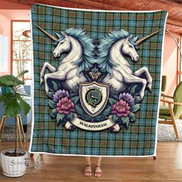 Scottish Walkinshaw Clan Badge Tartan Royal Scottish Unicorn Tartan Quilt