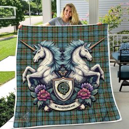 Scottish Walkinshaw Clan Badge Tartan Royal Scottish Unicorn Tartan Quilt