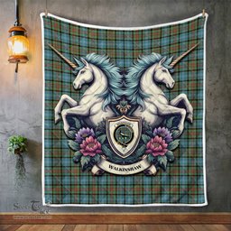 Scottish Walkinshaw Clan Badge Tartan Royal Scottish Unicorn Tartan Quilt