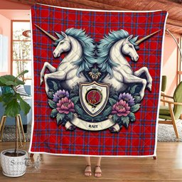 Scottish Rait Clan Badge Tartan Royal Scottish Unicorn Tartan Quilt