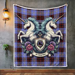 Scottish Rutherford Clan Badge Tartan Royal Scottish Unicorn Tartan Quilt