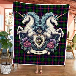 Scottish Urquhart Clan Badge Tartan Royal Scottish Unicorn Tartan Quilt