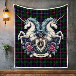 Scottish Urquhart Clan Badge Tartan Royal Scottish Unicorn Tartan Quilt
