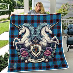 Scottish Wedderburn Clan Badge Tartan Royal Scottish Unicorn Tartan Quilt
