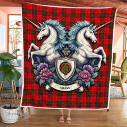 Scottish Grant Clan Badge Tartan Royal Scottish Unicorn Tartan Quilt