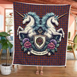 Scottish Fraser Of Lovat Clan Badge Tartan Royal Scottish Unicorn Tartan Quilt