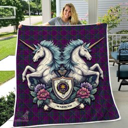 Scottish Wardlaw Clan Badge Tartan Royal Scottish Unicorn Tartan Quilt