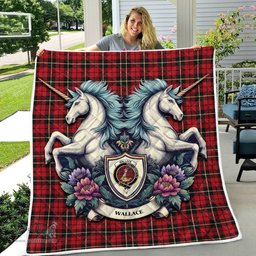 Scottish Wallace Clan Badge Tartan Royal Scottish Unicorn Tartan Quilt