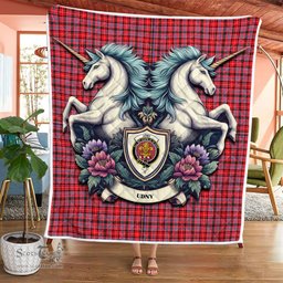 Scottish Udny Clan Badge Tartan Royal Scottish Unicorn Tartan Quilt