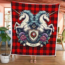 Scottish Wemyss Clan Badge Tartan Royal Scottish Unicorn Tartan Quilt